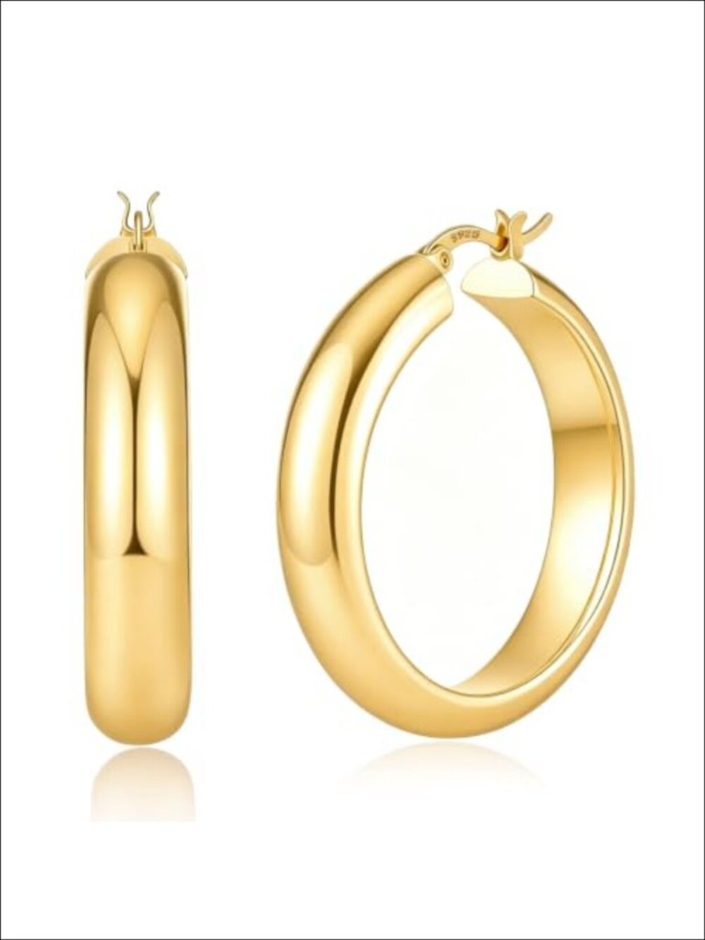 Chunky Gold Hoop Earrings 14K Gold Plated Large Hoops for Women